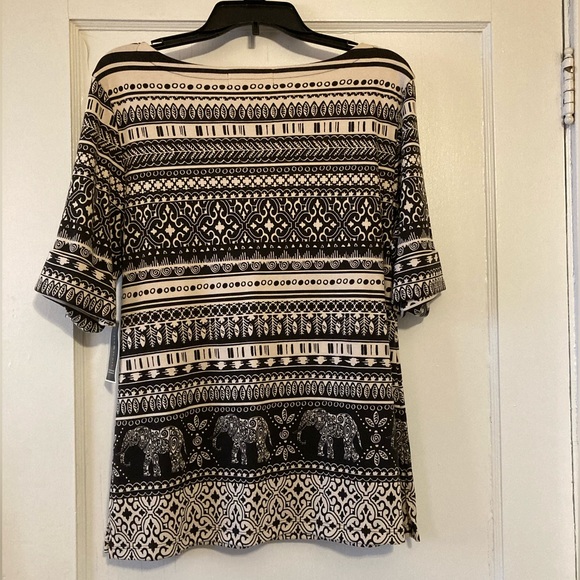 Karen Scott Black & Cream Printed Tunic - Picture 4 of 6